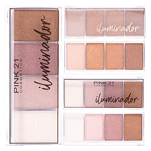Pink 21 - Paleta de Iluminador Facial Quarteto CS2377 - Kit c/ 6 Und