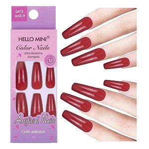 Hello Mini - Unha Postiça Bailarina Alongada - VINHO