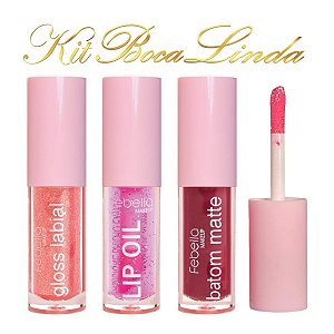 Febella - 3 em 1 Lip Oil, Gloss e Batom Boca Linda - Cor 01