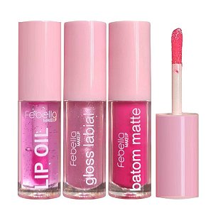 Febella - Kit 3 em 1 Lip Oil, Gloss e Batom Boca Linda - Cor 05