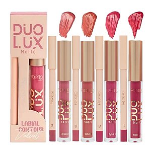 Febella - kit Batom Liquido + Lapis Contorno Labial - 4 Kits
