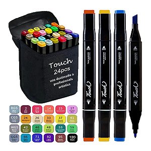 Papelaria - Caneta Marca Texto Touch Ponta Dupla Kit 24 Unid
