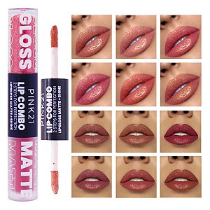 Pink 21 - Lip Combo Gloss e Batom Matte CS5351 - 6 Und