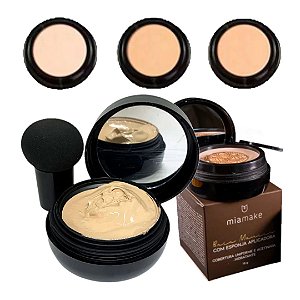 Mia Make - Base Mousse c/ Esponja e Espelho Medio - 3 Und