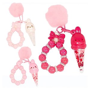 Amor Anjo - Lip Oil Coelho Fofo Chaveiro e Pompom - 3 Und