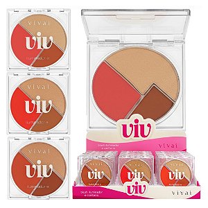 Vivai - Trio Blush Iluminador e Contorno VIV 1120 - 12 Und