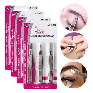 Miss France - Kit 3 Pinças Depilatorias MF3855 - 12 Und