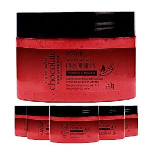 Poran - Esfoliante Corpo e Rosto Chocolate com Pimenta - 06 Unid