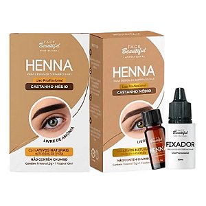 Face Beautiful - Henna de Sobrancelha CASTANHO MEDIO FB521U
