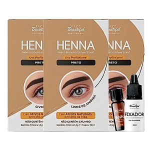 Face Beautiful - Henna de Sobrancelha PRETO FB520U - 06 Und