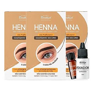 Face Beautiful - Henna de Sobrancelha CASTANHO ESCURO FB519U - 06 Und
