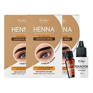 Face Beautiful - Henna de Sobrancelha CASTANHO MEDIO FB521U - 06 Und