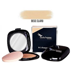 Bella Femme - Po Compacto Luxo Espelho Esponja - BEGE CLARO