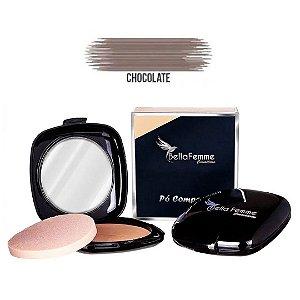 Bella Femme - Po Compacto Luxo Espelho e Esponja - CHOCOLATE