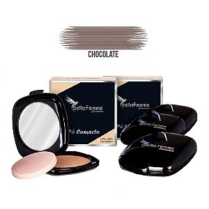 Bella Femme - Po Facial Espelho e Esponja Luxo Choco - 6 Und