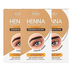 Face Beautiful - Henna de Sobrancelha CASTANHO ESCURO FB519U - 12 Und