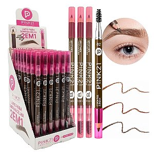 Pink 21 - Lapis com Pente Para Sobrancelha e 2 em 1 - 48 Und