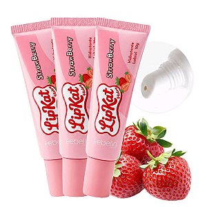 Febella - Hidratante Labial Morango Lip Kat LGK0226 - 06 Und (Validade: 07/2029)