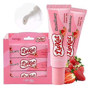 Febella - Hidratante Labial Morango Lip Kat LGK0226 - 12 Und (Validade: 07/2029)