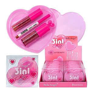 Belle Angel - Kit  Coração Fofo Gloss e Lapis 3 em 1 RB067 - 12 Und (Validade: 04/2029)