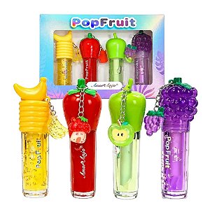 Amor Anjo - Kit Labial Gloss 4 em 1 ( Bananinha, Morango, Maça Verde e Uva )