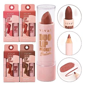 Vivai - Lapis Labial e Batom Duo Lip Pocket 3424 - 04 Und (Validade: 12/2028)