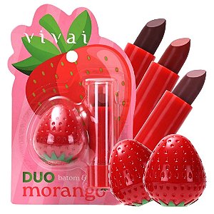Vivai - Duo Batom e Balm Morango 3433 - 6 Und (Validade: 12/2028)