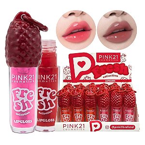 Pink 21 - Lip Gloss Fresh Colletion Chaveiro CS7098 - 24 Und (Validade: 03/2029)