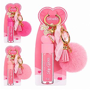 Febella - Lip Gloss de Amor com Chaveiro e Pompom LG40159 - 06 Und