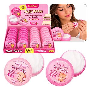 City Girls - 32 Lenço Removedor de Esmalte Sem Acetona Cheiro de Morango - Box C/24 Kit
