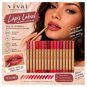 Vivai - Lápis Multifuncional  p/ Boca e Olhos Lip Beauty VV3404 - 12Und