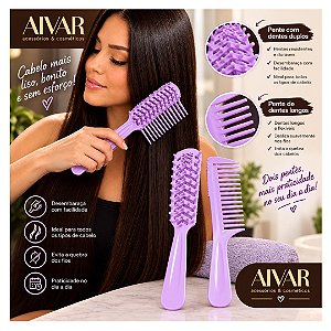 AIVAR - Kit 1 Escova Bela reta + 1 Pente Infinito
