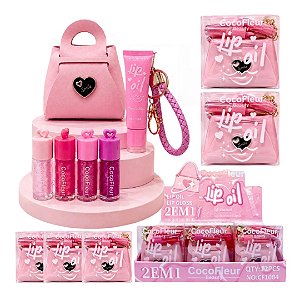 CocoFleur - Kit Gloss Lip Oil na Bolsa com Chaveiro CF1084 - 12 Kits