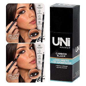 Uni Makeup - Lápis Carbon Preto Intenso  com Apontador LA75 - 24Und