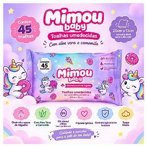 Face Beautiful - 45 Toalhas Inafntil Hipoalergenicas Mimou Baby Unicórnio FBMI004