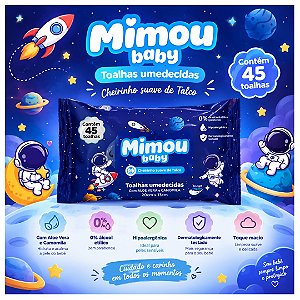 Face Beautiful - 45 Toalhas Infantil Hipoalergenica Mimou Baby Astronauta FBMI005