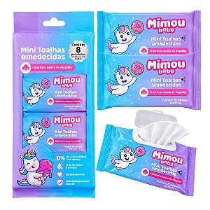 Face Beautiful - 8 Mini Lenços Infantil Hipoalergenico Mimou Baby Unicórnio FBMI004 - 08 Pcts
