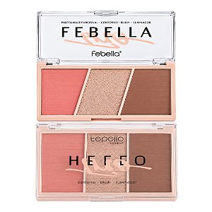 Febella - Trio Hello Blush  Iluminador e Contorno TF51102
