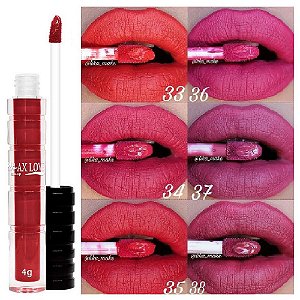 Max Love - Batom Líquido Matte 24 Horas Cores 33 a 38 - Kit C/ 6 Unid