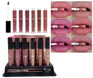 Max Love - Batom Matte 24 Horas Nudes Cores 313 a 318 - 48 Unid + Prov