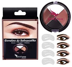 Quarteto para Sobrancelhas com Moldes, Sombras e Fixador  Bella Femme BF10043 ( 12 Unidades )