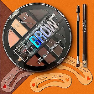 Vivai - Kit Eye Brow Sobrancelhas Sombras Moldes Pincel Lápis 4016