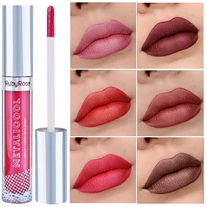 Ruby Rose - Batom Liquido Matte Metalicool  HB8219 Group 3 - Kit com 6 Unid