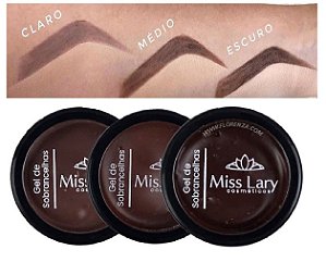 Miss Lary - Gel para Sobrancelhas Vegano  ML906 - Kit com 6 Unid ( 1 Cor Claro, 4 Medio, 1 Escuro )