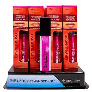 Max Love - Lip Gloss Hidratante Volumoso Rosa com Glitter Cor 06 - Kit com 32 Unidades + Prov