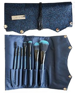 Hello Mini - Kit  de 7 Pincéis com Bolsa de Luxo Azul  Mini KT75-2 - Pacote com 6 Kits