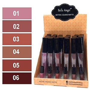 BATOM LÍQUIDO MATTE BELLE ANGEL B058 A Cores 1 a 6 - Kit com 6 Unidades