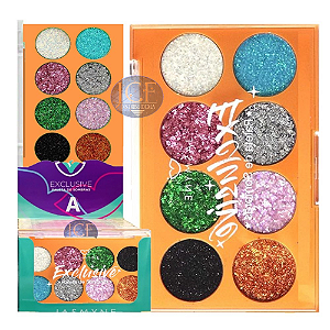 Jasmyne - Paleta de Sombras Glitter Exclusive JS01058 A - DIsplay com 12 Unid