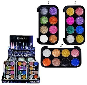 Pink 21 - Paleta de Sombras Glitter Metals  CS2312 - DIsplay C/24 unid (Vcto 03/23)