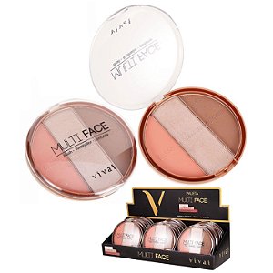 Vivai - Kit de Maquiagem com Blush, Iluminador e Contorno Multi Face 1072 - Kit C/12 Unid